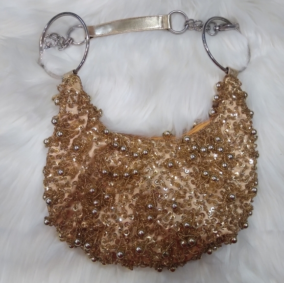 Aldo Beaded Sparkly Gold Purse - Picture 1 of 15